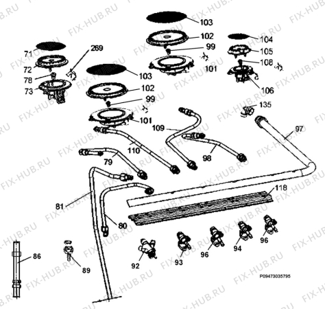 Взрыв-схема плиты (духовки) Zanussi EKG5017 - Схема узла Section 6