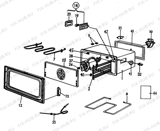 Взрыв-схема плиты (духовки) Electrolux CF6725 - Схема узла H10 Main Oven Cavity (large)