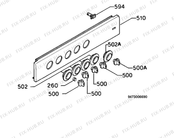 Взрыв-схема плиты (духовки) Zanussi Z64W - Схема узла Command panel 037