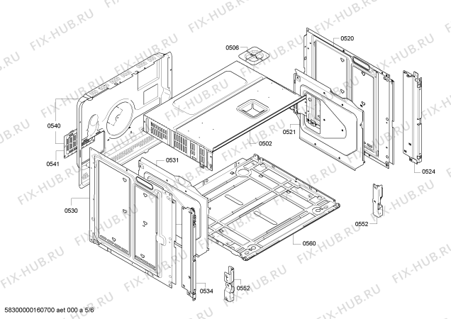 Взрыв-схема плиты (духовки) Siemens HB76LB561 - Схема узла 05