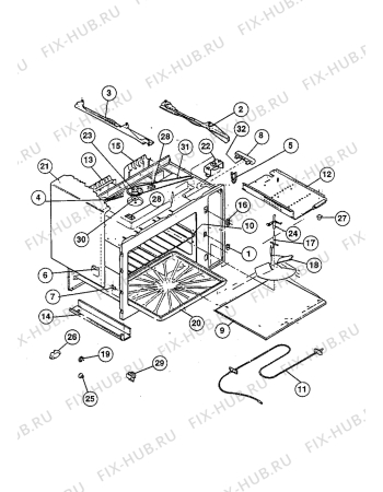 Взрыв-схема микроволновой печи Castor CM234S - Схема узла Oven equipment
