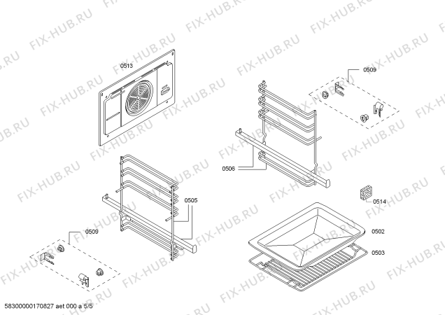 Взрыв-схема плиты (духовки) Balay 3HB509XC H.BA.NP.L3D.IN.GLASS.GL/.G.E3_MCT/ - Схема узла 05