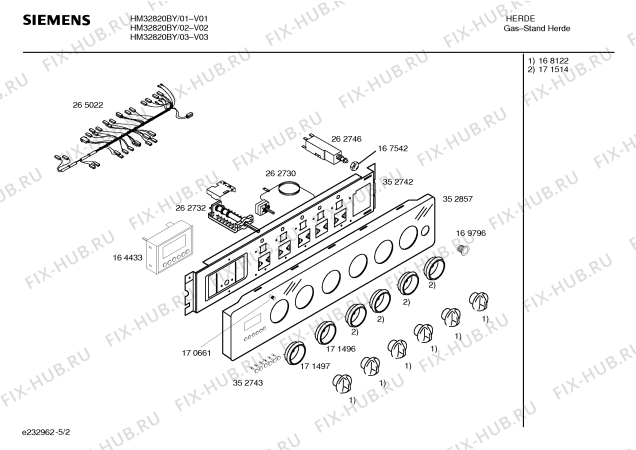 Схема №5 HM32820BY с изображением Кольцо для плиты (духовки) Siemens 00171496
