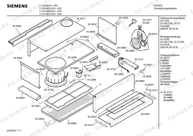 Схема №1 LI12030 с изображением Панель управления для электровытяжки Bosch 00263731
