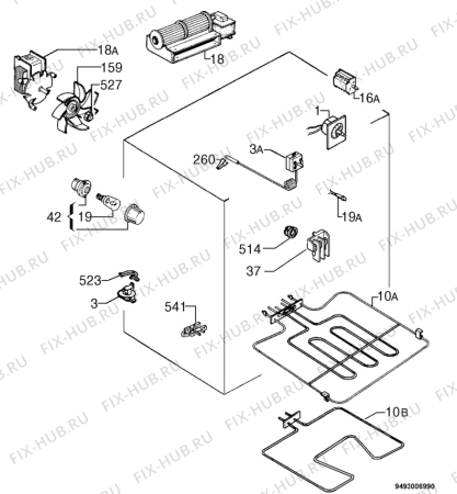 Взрыв-схема плиты (духовки) Rex FMNC41T - Схема узла Electrical equipment 268