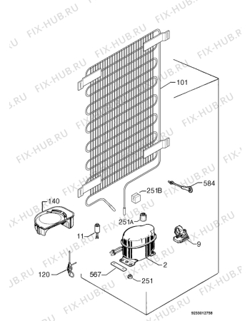 Взрыв-схема холодильника Arthurmartinelux ARN2232/1 - Схема узла Cooling system 017