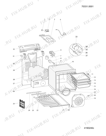 Взрыв-схема плиты (духовки) Indesit KN3C12AWC (F074075) - Схема узла