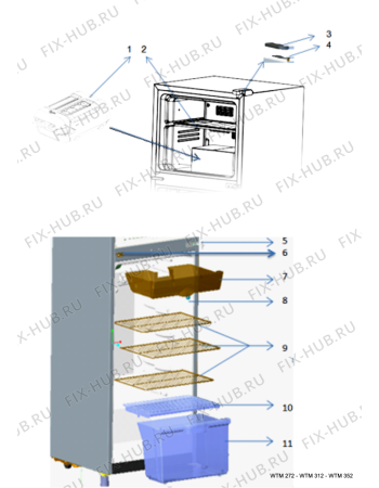 Схема №3 WTM 272 R WH с изображением Уплотнение для холодильной камеры Whirlpool 482000098694