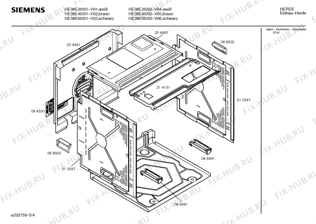 Взрыв-схема плиты (духовки) Siemens HE38E20 - Схема узла 04