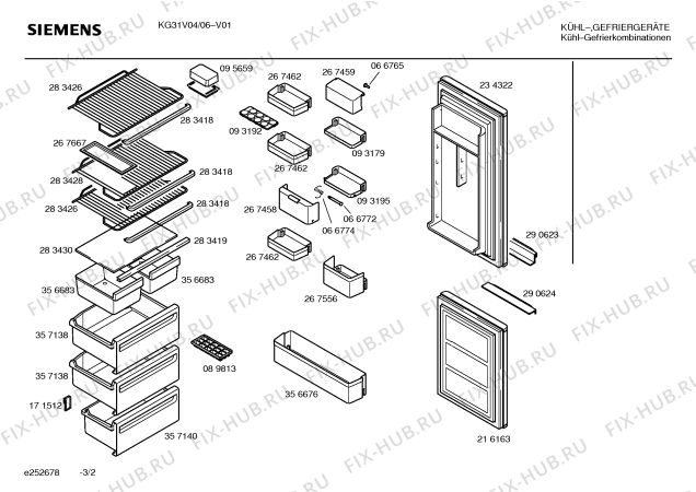 Схема №3 KG31V04 с изображением Дверь морозильной камеры для холодильной камеры Siemens 00216163