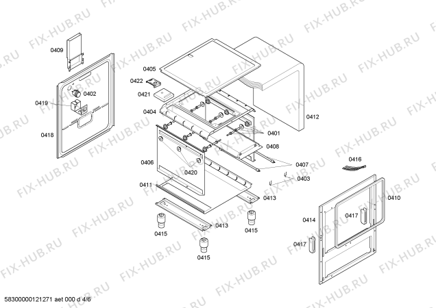 Взрыв-схема плиты (духовки) Bosch HSC66I41EQ P3 INOX 56 PS GE 220V - Схема узла 04