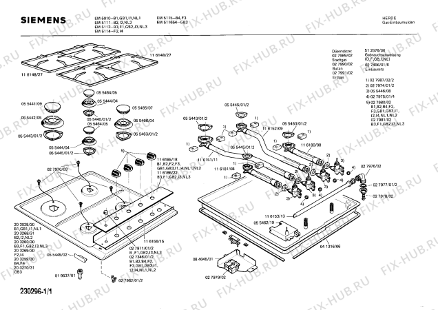 Схема №1 EM5111 с изображением Панель для плиты (духовки) Siemens 00116185