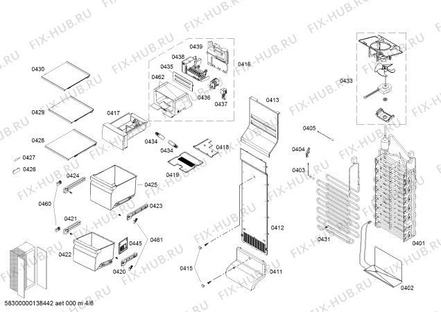 Взрыв-схема холодильника Siemens KA62DS90 - Схема узла 04