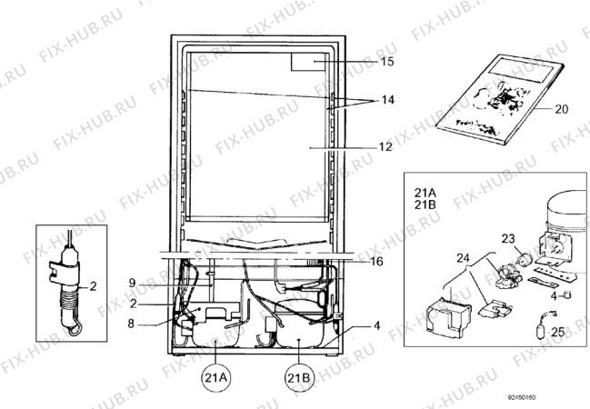 Взрыв-схема холодильника Arthurmartinelux AR3416B - Схема узла Cooling system 017