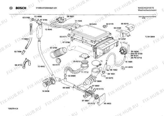 Схема №4 0722044621 V1000 с изображением Панель управления для стиральной машины Bosch 00118379