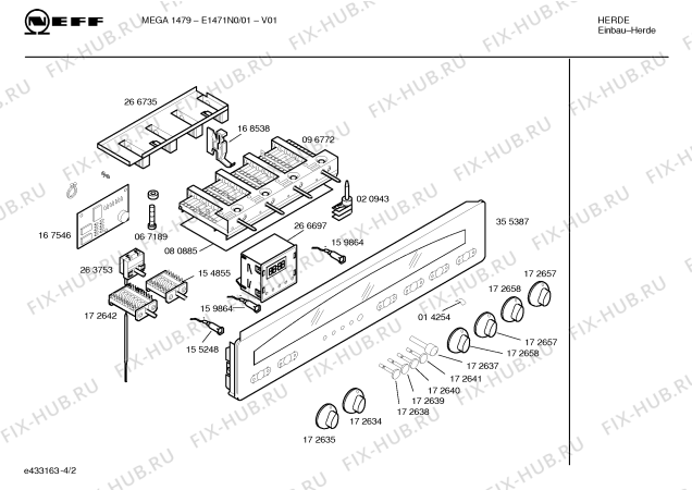 Взрыв-схема плиты (духовки) Neff E1471N0 MEGA1479 - Схема узла 02