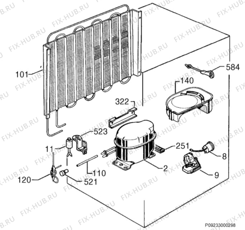 Взрыв-схема холодильника Electrolux ER6338T - Схема узла Cooling system 017