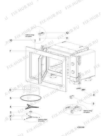 Взрыв-схема плиты (духовки) Hotpoint-Ariston MWA112HA (F073635) - Схема узла