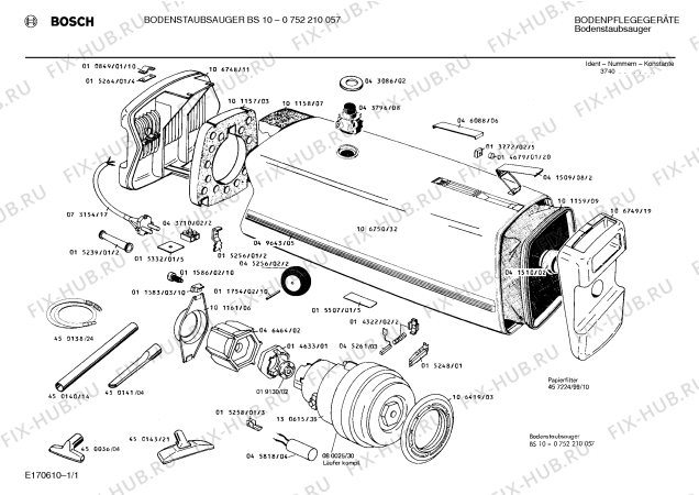 Схема №1 0752210057 BS10 с изображением Бумажный фильтр для пылесоса Bosch 00457024