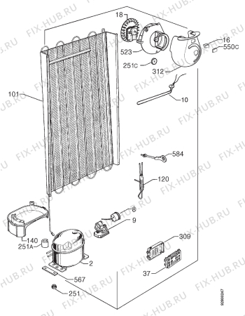 Взрыв-схема холодильника Rex FB370/2TR - Схема узла Cooling system 017