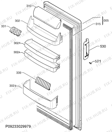 Взрыв-схема холодильника Electrolux ERC33230W - Схема узла Door 003