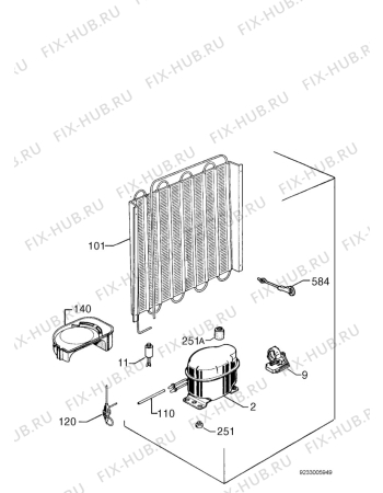 Взрыв-схема холодильника Zanussi ZI9154AA - Схема узла Cooling system 017