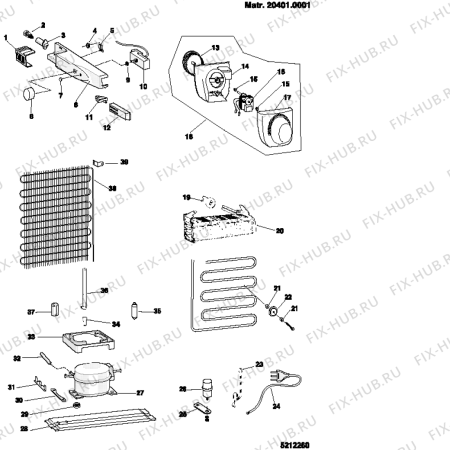 Взрыв-схема холодильника Ariston BD293G (F027037) - Схема узла