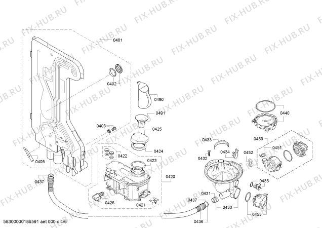 Взрыв-схема посудомоечной машины Siemens SN614X04AE - Схема узла 04