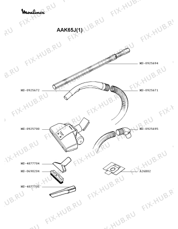 Взрыв-схема пылесоса Moulinex AAK65J(1) - Схема узла FP002157.9P2