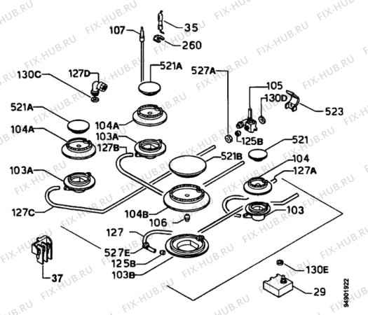 Взрыв-схема плиты (духовки) Juno JGK2410 - Схема узла Functional parts