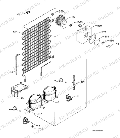 Взрыв-схема холодильника Zanussi ZK23/10EL4 - Схема узла Cooling system 017