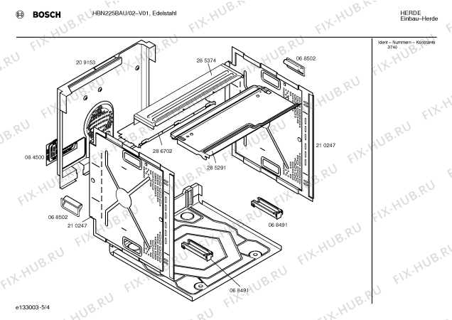 Схема №5 HBN222BAU с изображением Инструкция по эксплуатации для плиты (духовки) Bosch 00523091