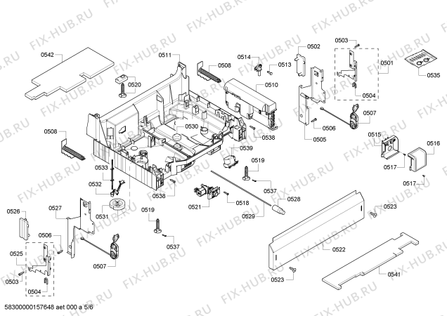 Взрыв-схема посудомоечной машины Bosch SHV68R53UC SuperSilence 44 dBA - Схема узла 05