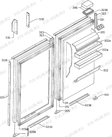 Взрыв-схема холодильника Aeg S2202U - Схема узла Door 003