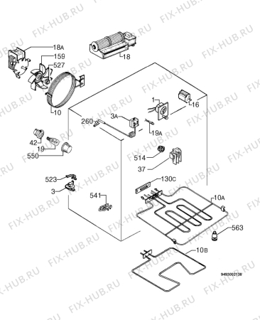 Взрыв-схема плиты (духовки) Zanussi ZBC762C - Схема узла Electrical equipment 268