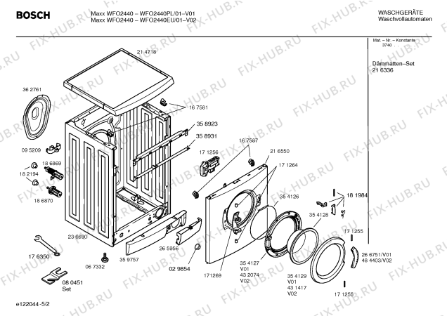 Схема №5 WFO2440PL Maxx WFO 2440 с изображением Инструкция по установке и эксплуатации для стиральной машины Bosch 00580351