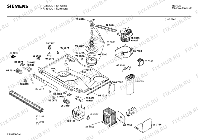 Схема №4 HF73220BB с изображением Держатель для микроволновки Siemens 00282933