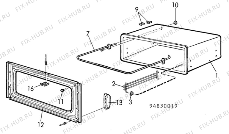 Взрыв-схема посудомоечной машины Electrolux CF7010 - Схема узла H10 Oven Cavity (small)