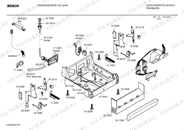 Взрыв-схема посудомоечной машины Bosch SRS46A02GB Exxcel auto option - Схема узла 05