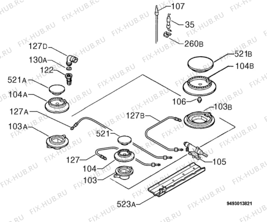 Взрыв-схема плиты (духовки) Zanussi ZXF639ITX - Схема узла Functional parts 267