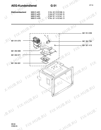 Взрыв-схема плиты (духовки) Aeg COMPETENCE 9950E-M3D - Схема узла Section3