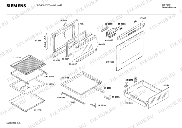 Схема №5 HS43020 с изображением Инструкция по эксплуатации для духового шкафа Siemens 00517509