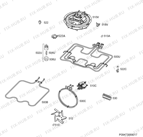 Взрыв-схема плиты (духовки) Zanussi ZCK68300X - Схема узла Electrical equipment