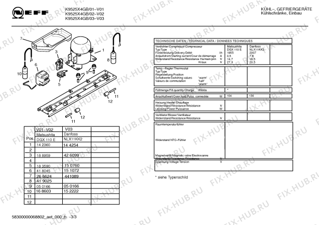 Взрыв-схема холодильника Neff K9525X4GB - Схема узла 03