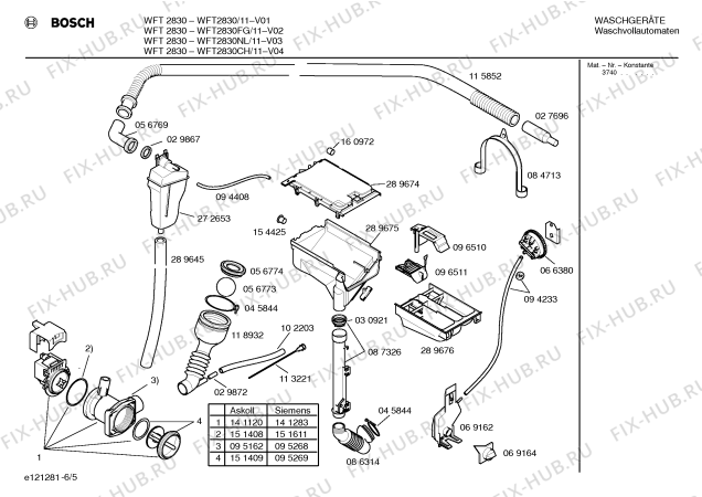 Взрыв-схема стиральной машины Bosch WFT2830FG WFT2830 - Схема узла 05