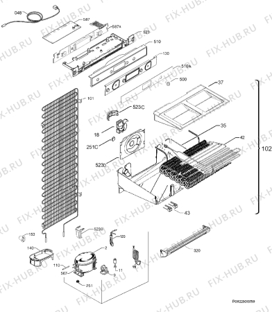Взрыв-схема холодильника Ikea FRYSA 50221792 - Схема узла Cooling system 017