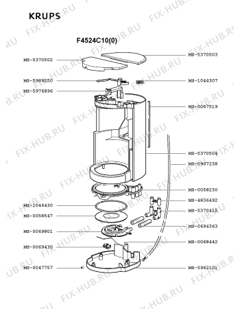 Взрыв-схема кофеварки (кофемашины) Krups F4524C10(0) - Схема узла YP001828.6P2