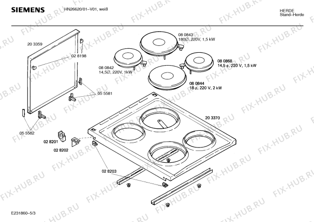 Взрыв-схема плиты (духовки) Siemens HN26620 - Схема узла 03