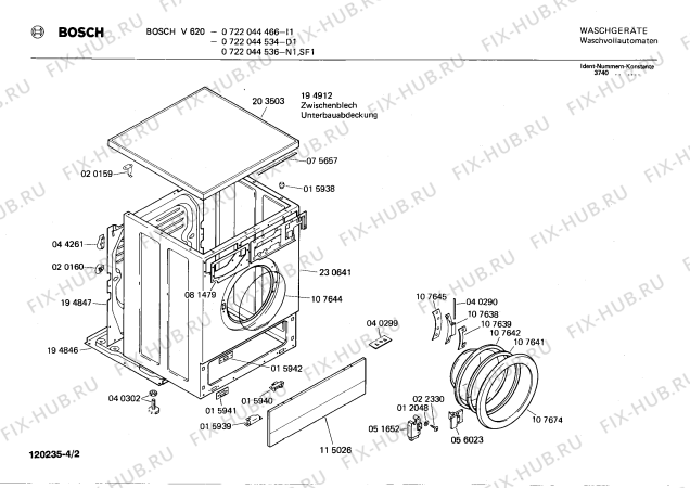 Взрыв-схема стиральной машины Bosch 0722044466 V620 - Схема узла 02