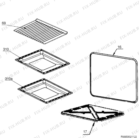 Взрыв-схема плиты (духовки) Electrolux FGH50K2-41 - Схема узла Oven